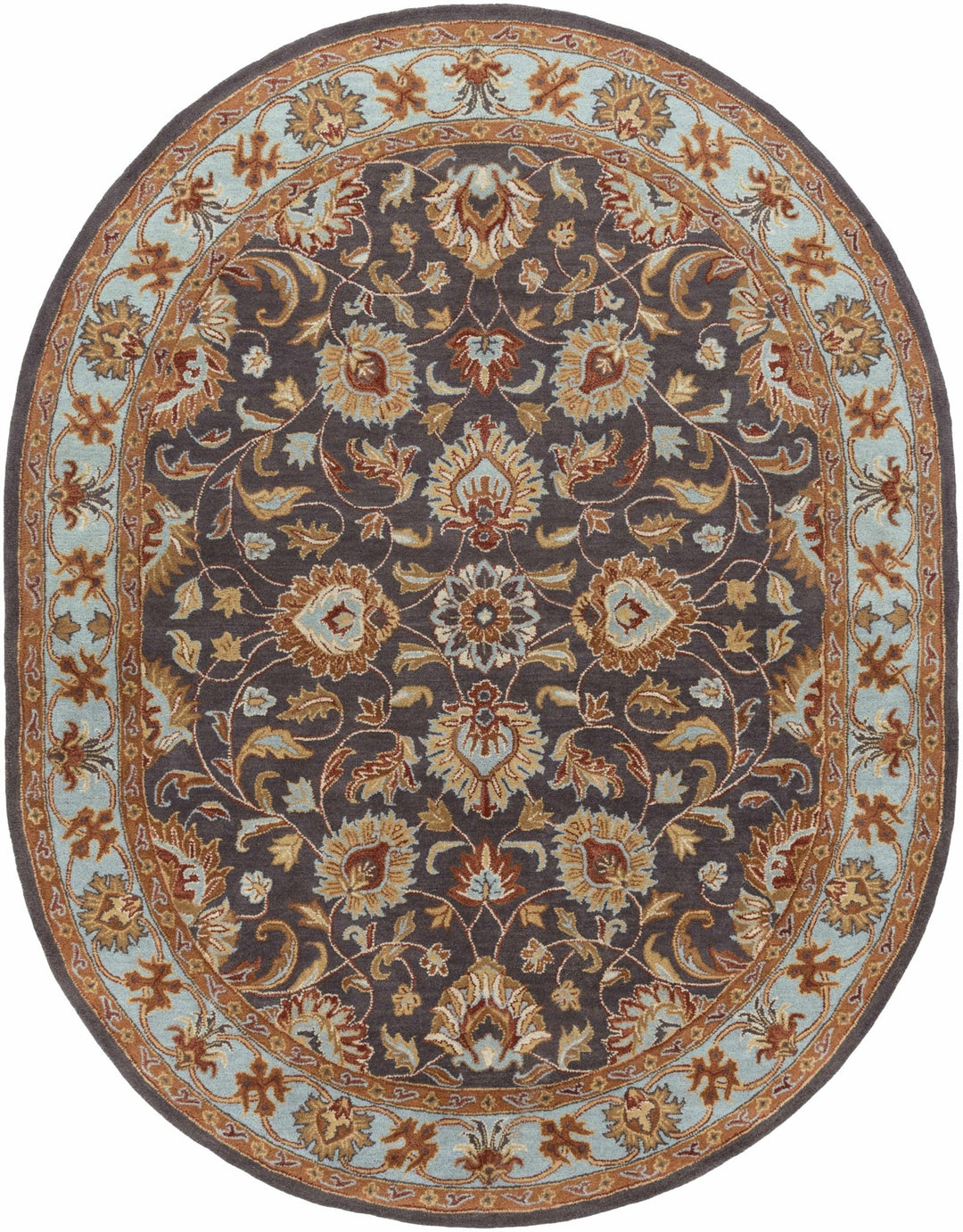 Cherryfield Traditional design Charcoal Wool Rug - The Rug Decor
