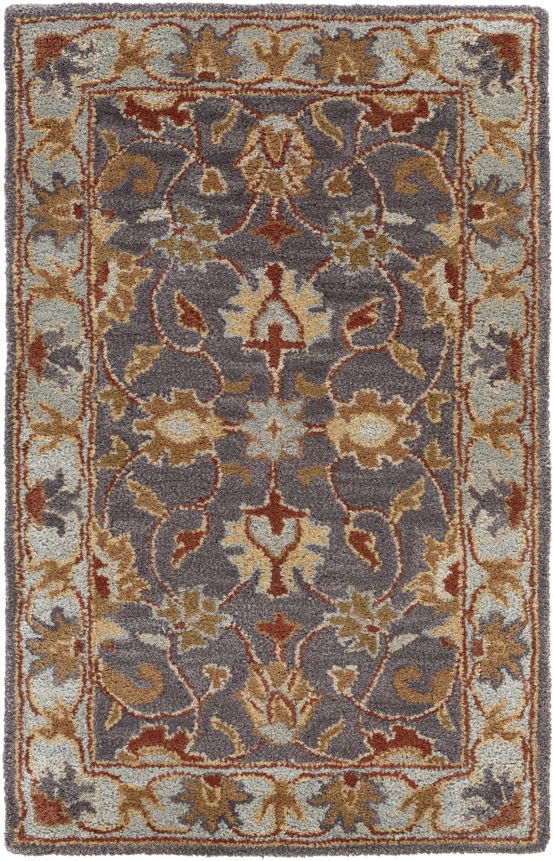 Cherryfield Traditional design Charcoal Wool Rug - The Rug Decor