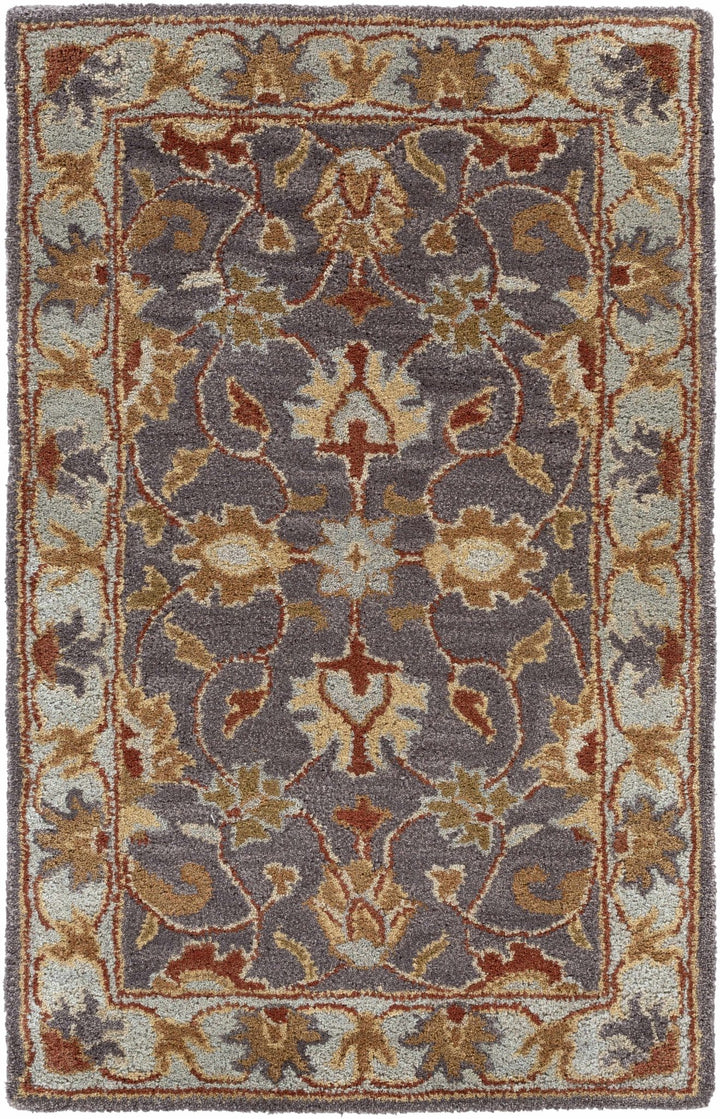 Cherryfield Traditional design Charcoal Wool Rug - The Rug Decor