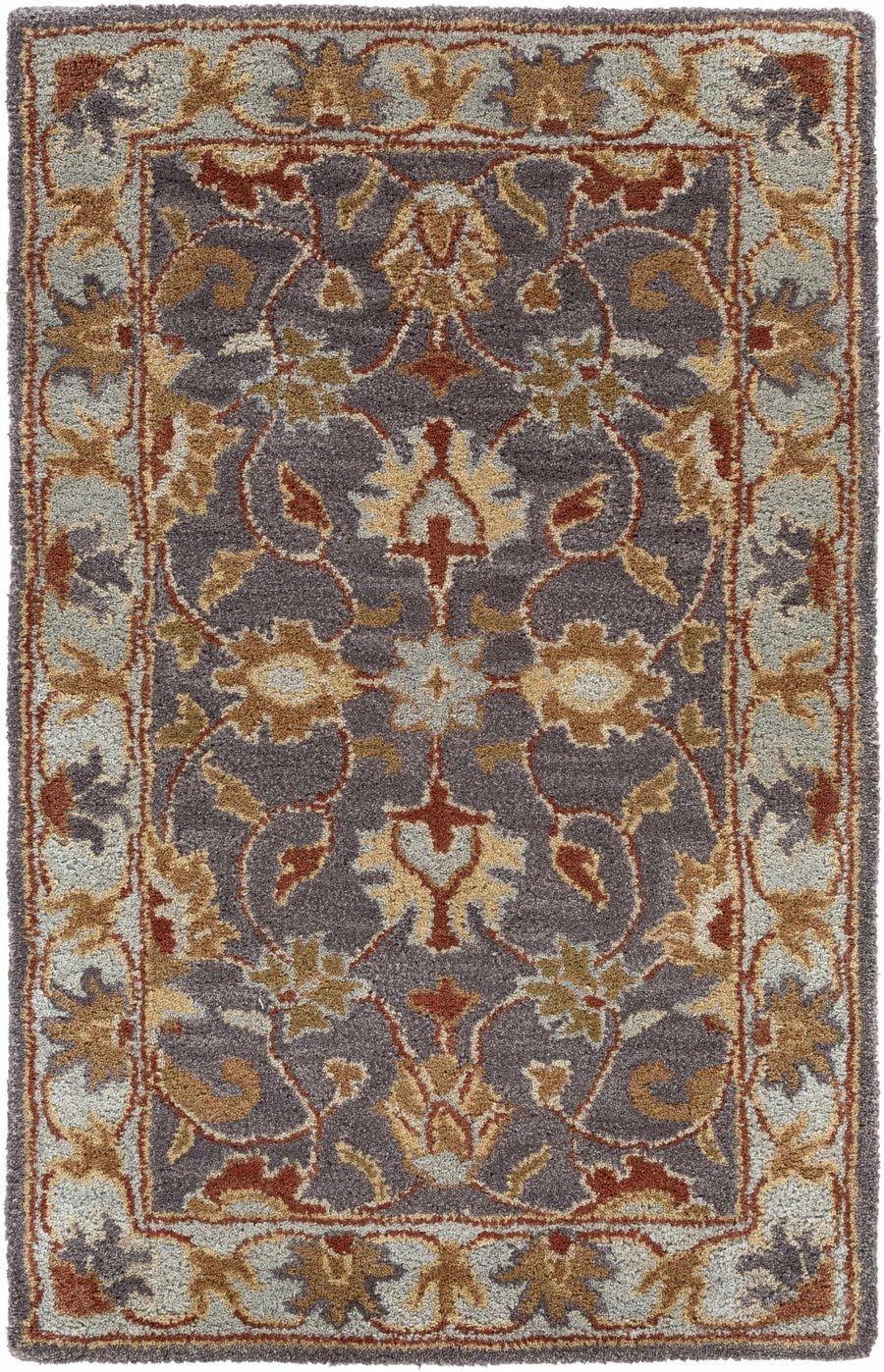 Cherryfield Traditional design Charcoal Wool Rug - The Rug Decor