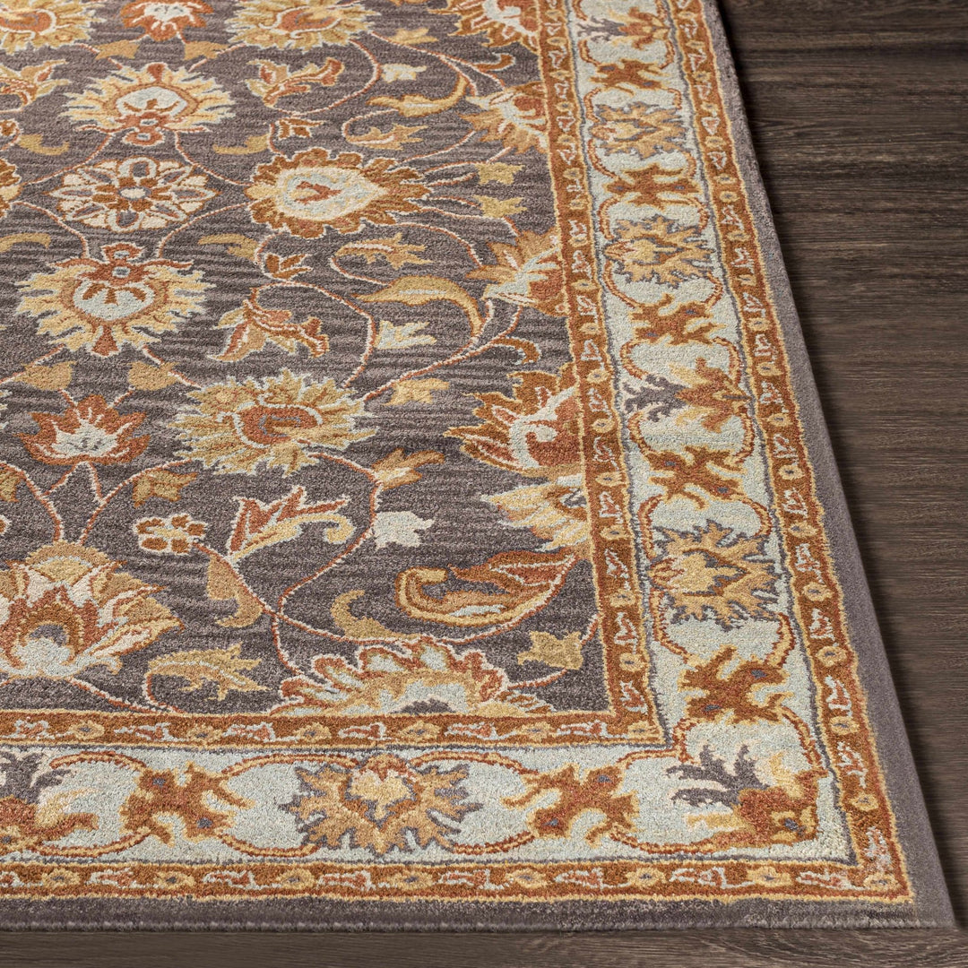 Cherryfield Traditional design Charcoal Wool Rug - The Rug Decor