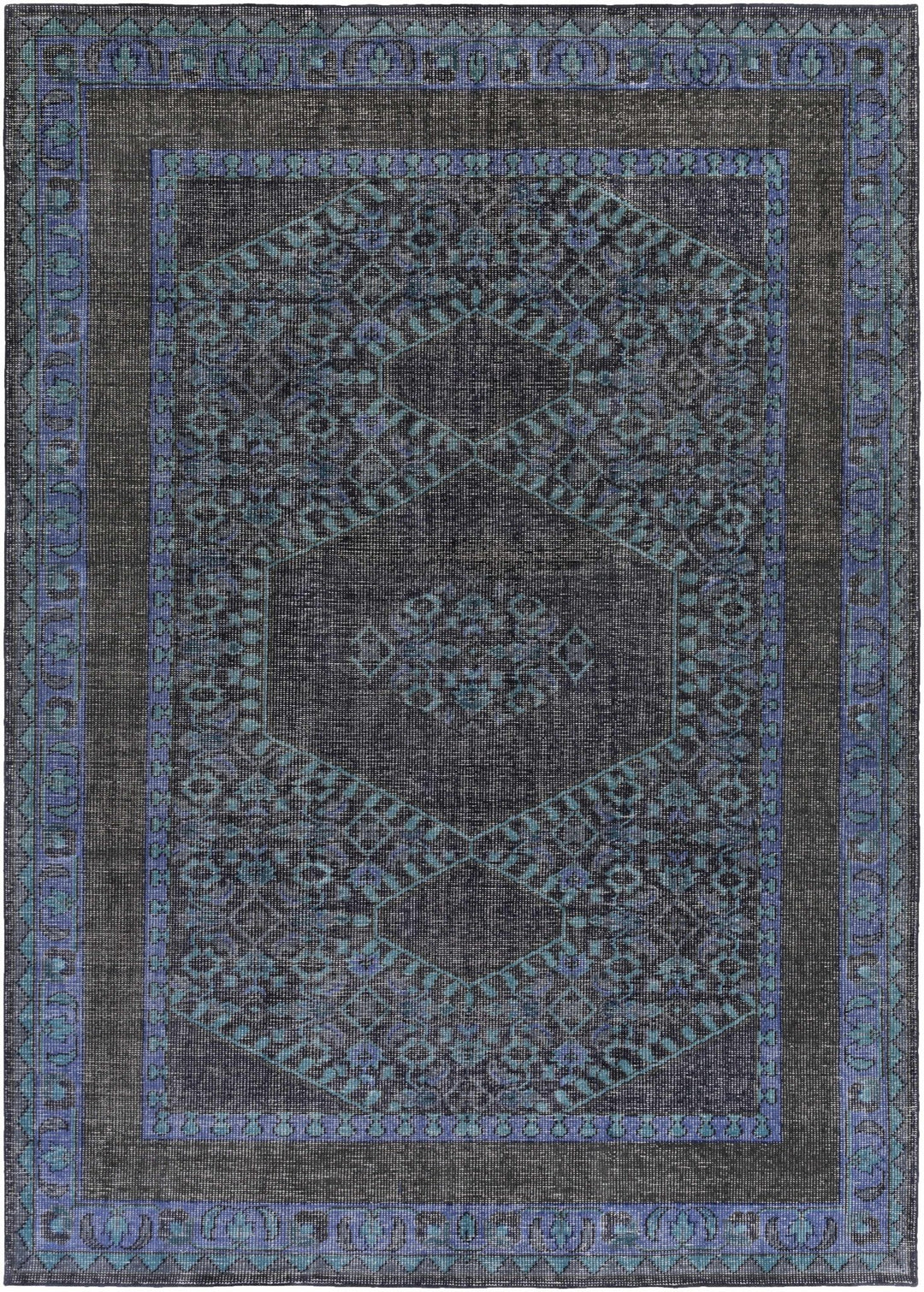 Chesham Traditional Style Blue And Charcoal Hand Knotted Area Rug - The Rug Decor