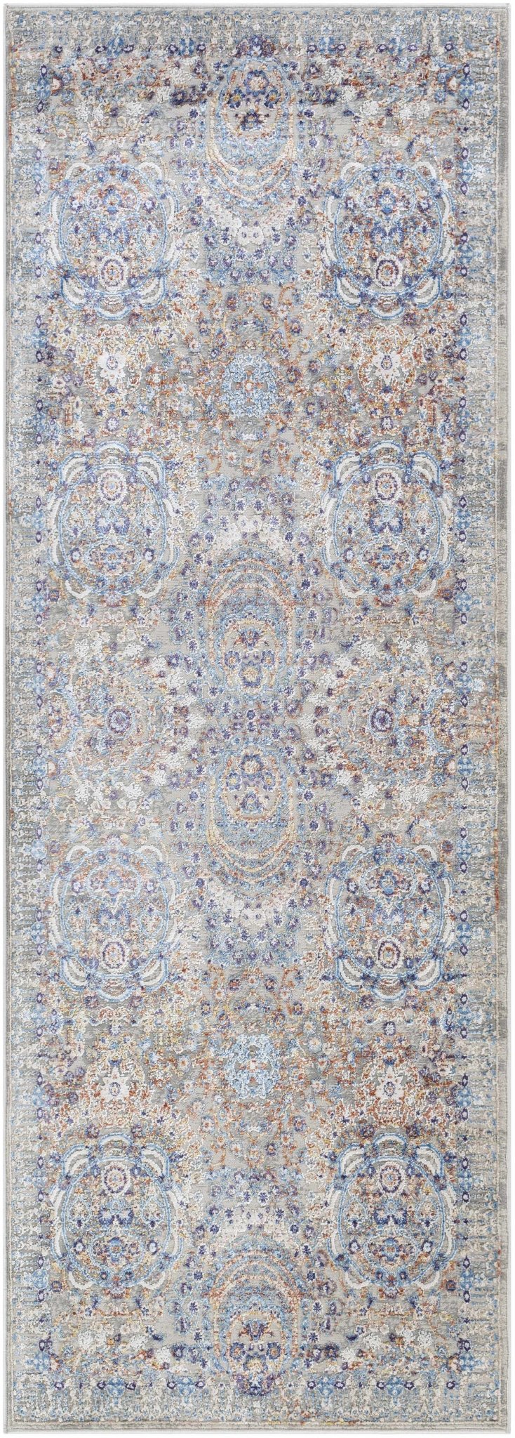 Chesterfield Traditional Style Gray And Blue Area Rug - The Rug Decor