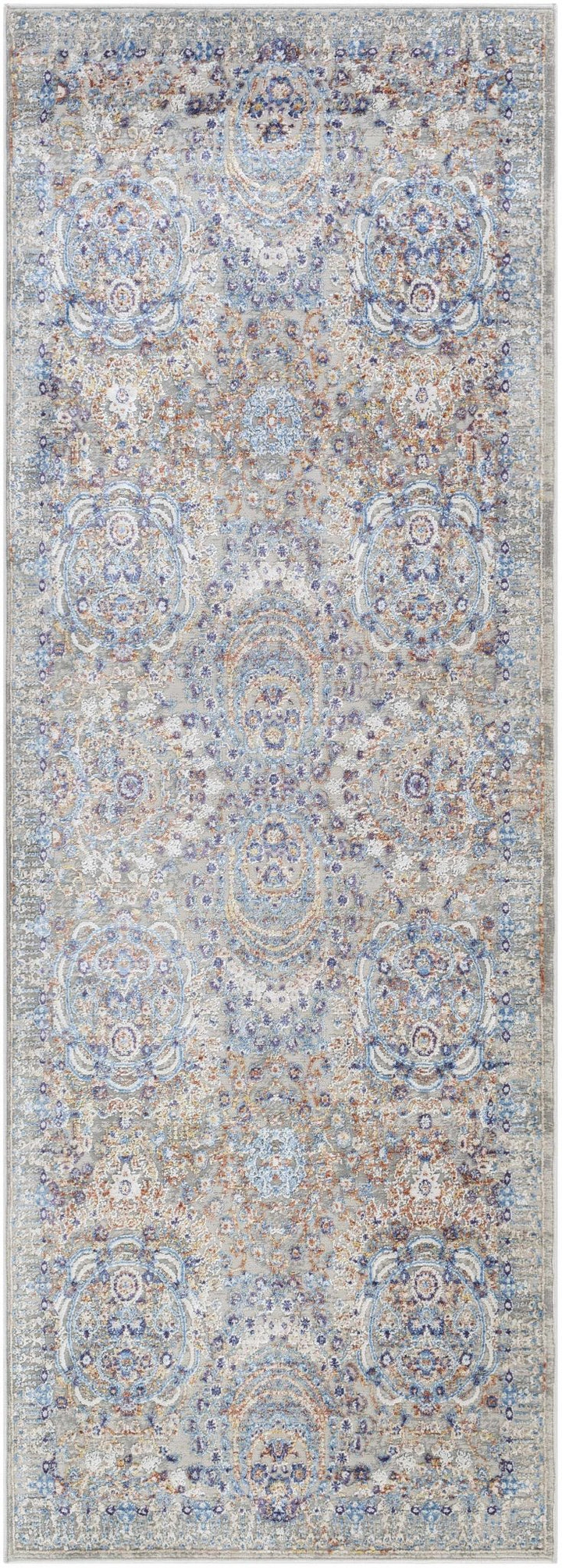 Chesterfield Traditional Style Gray And Blue Area Rug - The Rug Decor