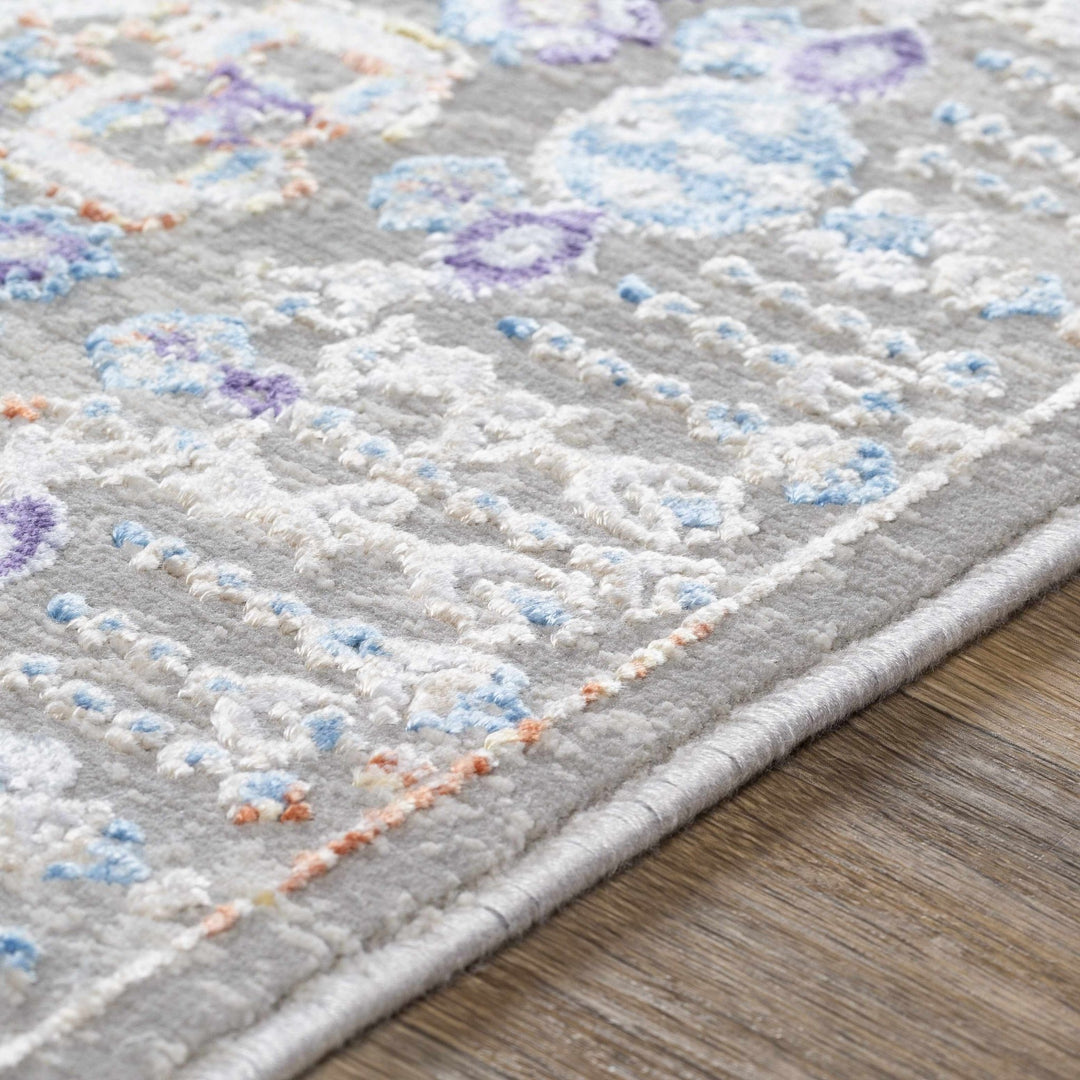 Chesterfield Traditional Style Gray And Blue Area Rug - The Rug Decor