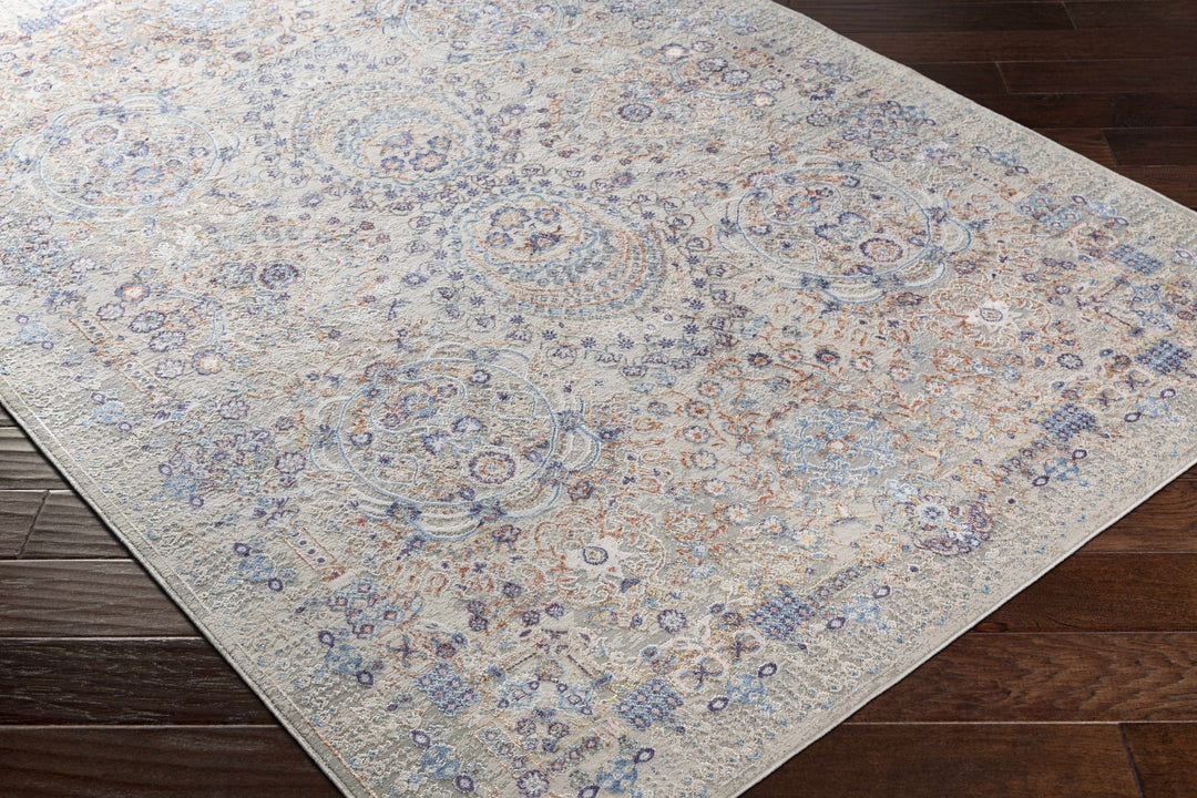 Chesterfield Traditional Style Gray And Blue Area Rug - The Rug Decor