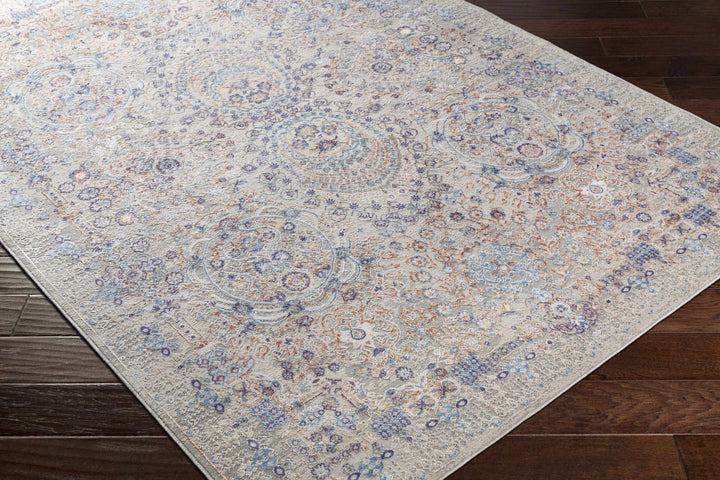 Chesterfield Traditional Style Gray And Blue Area Rug - The Rug Decor