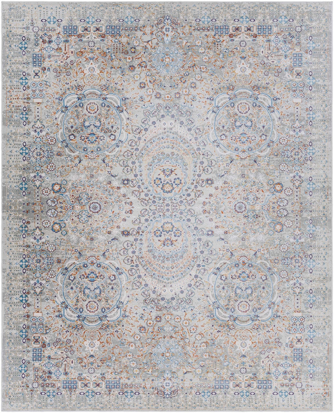 Chesterfield Traditional Style Gray And Blue Area Rug - The Rug Decor