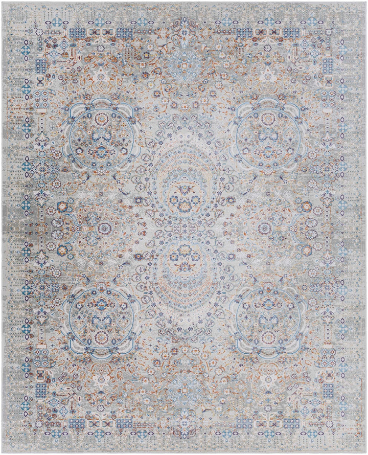 Chesterfield Traditional Style Gray And Blue Area Rug - The Rug Decor