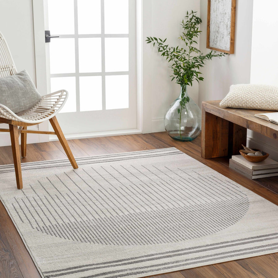 Chet Contemporary Geometrical Ivory And Charcoal Area Rug - The Rug Decor