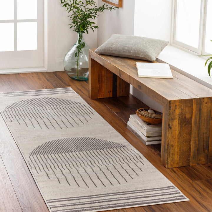 Chet Contemporary Geometrical Ivory And Charcoal Area Rug - The Rug Decor