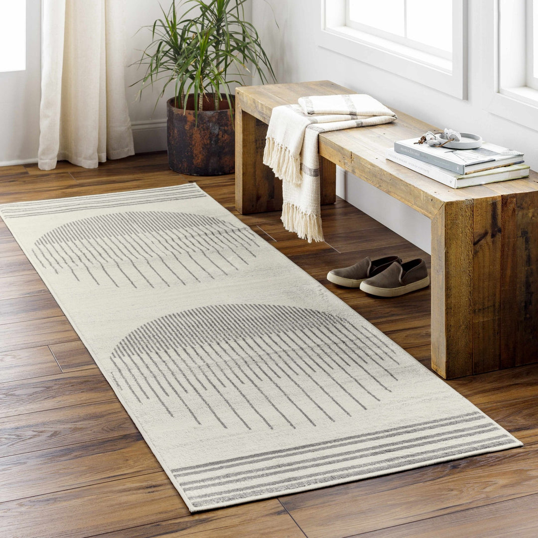 Chet Contemporary Geometrical Ivory And Charcoal Area Rug - The Rug Decor