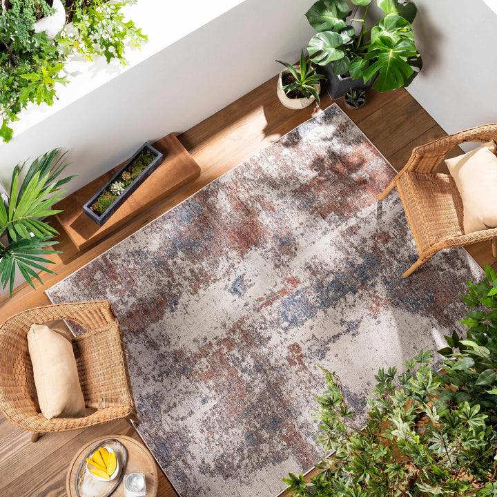 Chiddingfold Ivory And Rust Modern Abstract Design Outdoor Area Rug