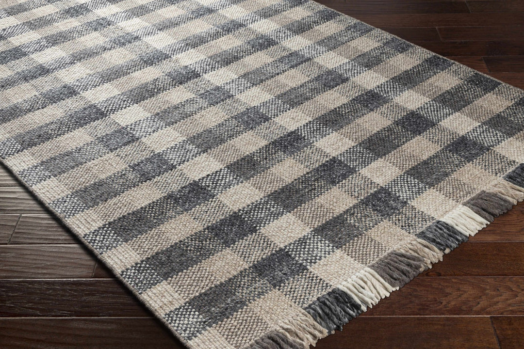 Chilliwack Modern Plaid Design Gray And Beige Wool Rug - The Rug Decor