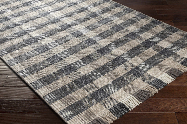 Chilliwack Modern Plaid Design Gray And Beige Wool Rug - The Rug Decor