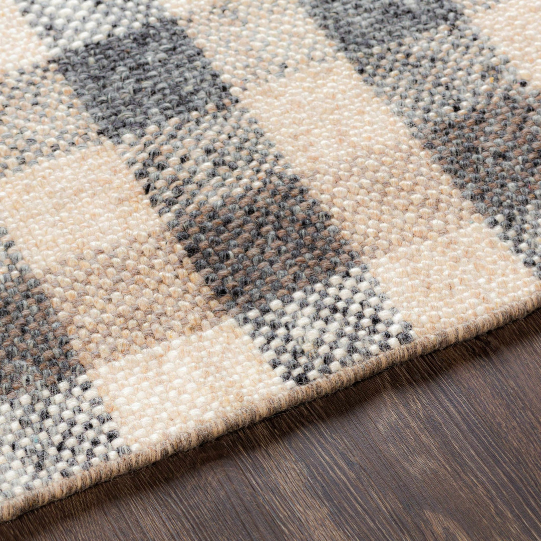 Chilliwack Modern Plaid Design Gray And Beige Wool Rug - The Rug Decor
