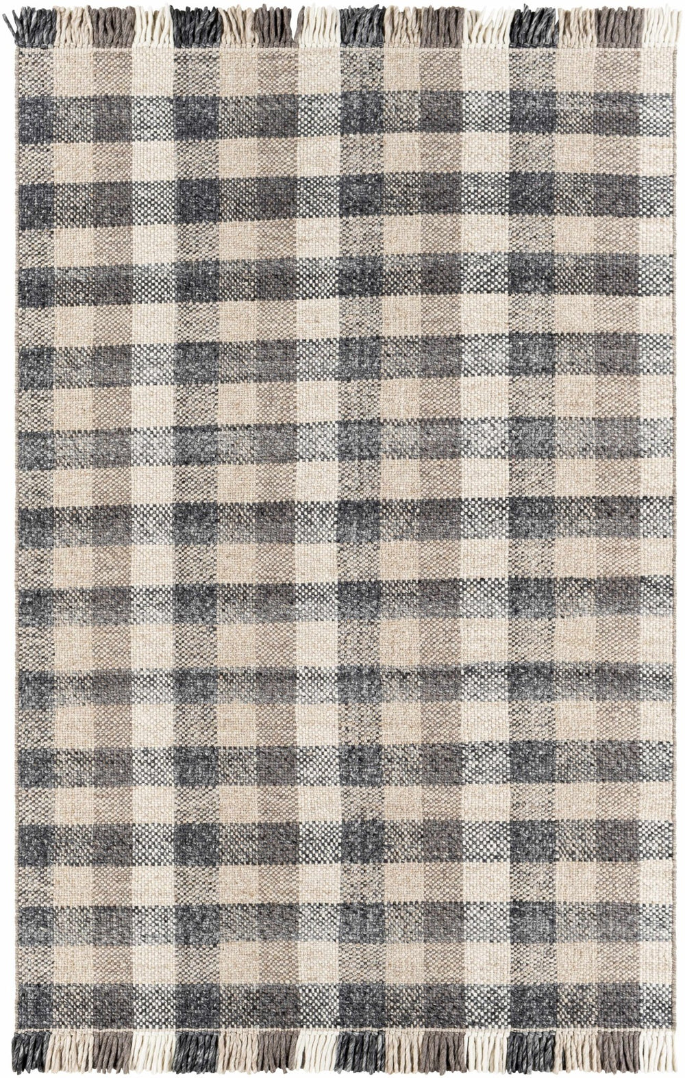 Chilliwack Modern Plaid Design Gray And Beige Wool Rug - The Rug Decor
