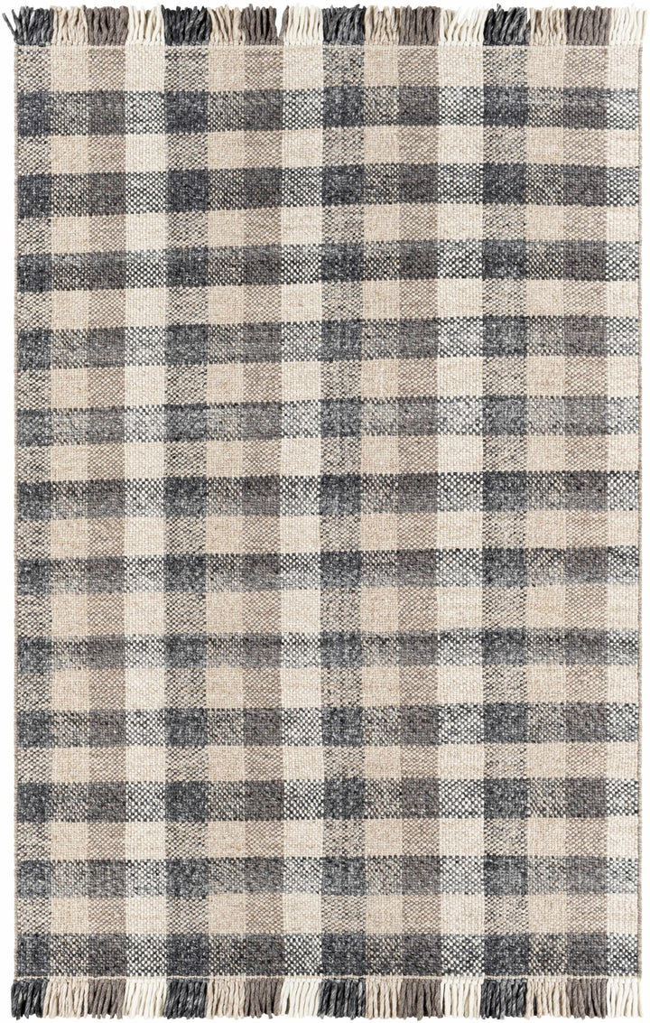 Chilliwack Modern Plaid Design Gray And Beige Wool Rug - The Rug Decor