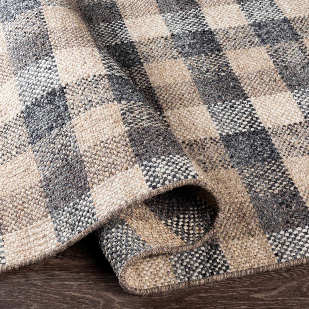 Chilliwack Modern Plaid Design Gray And Beige Wool Rug - The Rug Decor