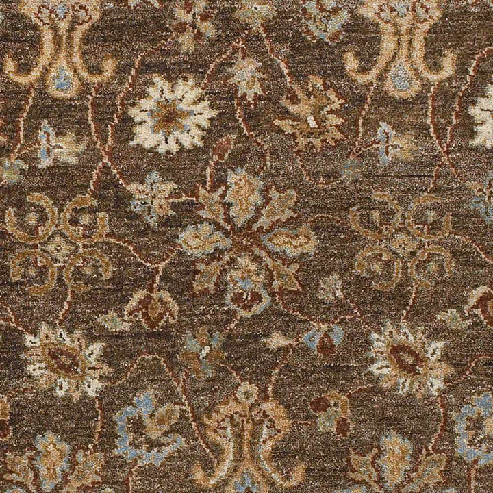 Chinle Traditional Floral Design Brown Hand Knotted Wool Area Rug - The Rug Decor