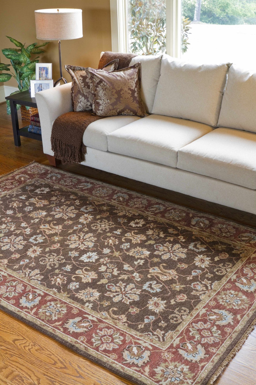 Chinle Traditional Floral Design Brown Hand Knotted Wool Area Rug - The Rug Decor