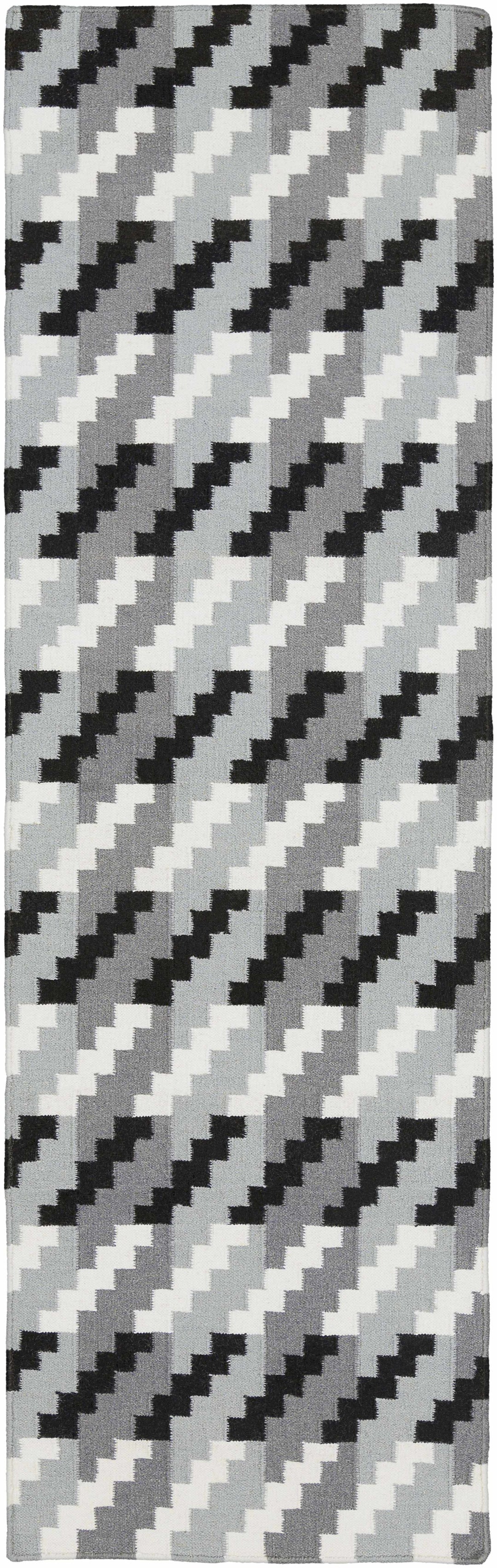Chireno Gray And Black Contemporary Style Hand Woven Wool Area Rug