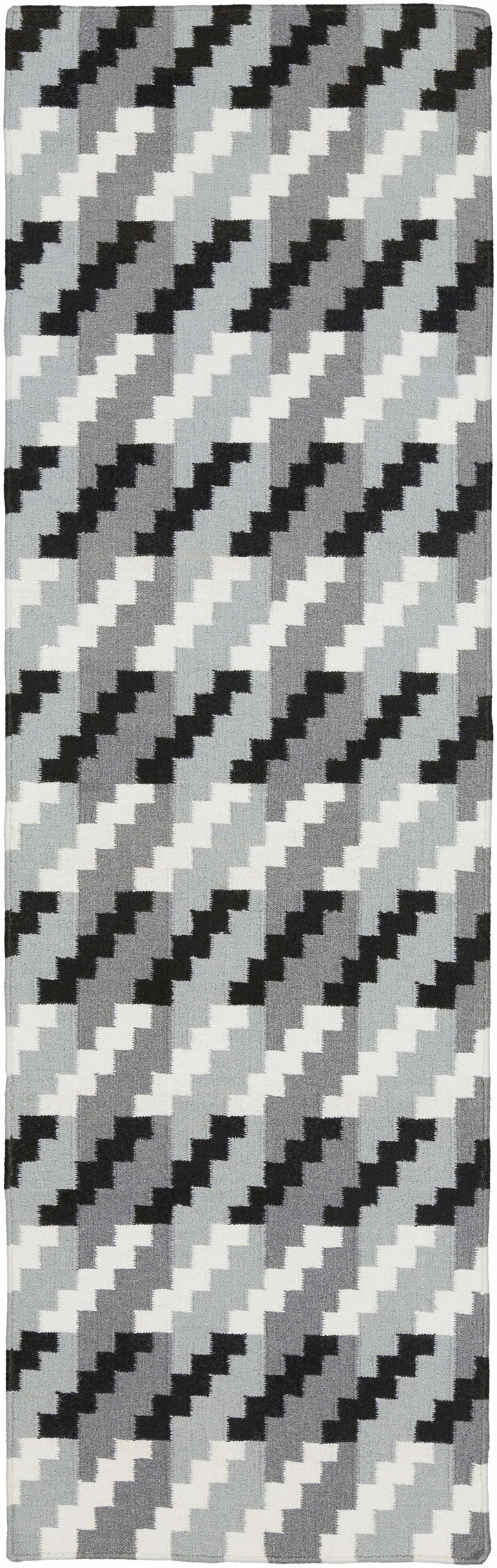 Chireno Gray And Black Contemporary Style Hand Woven Wool Area Rug