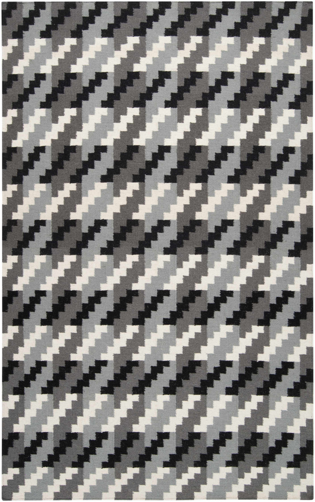 Chireno Gray And Black Contemporary Style Hand Woven Wool Area Rug