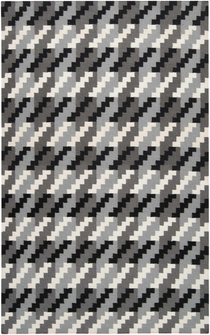 Chireno Gray And Black Contemporary Style Hand Woven Wool Area Rug