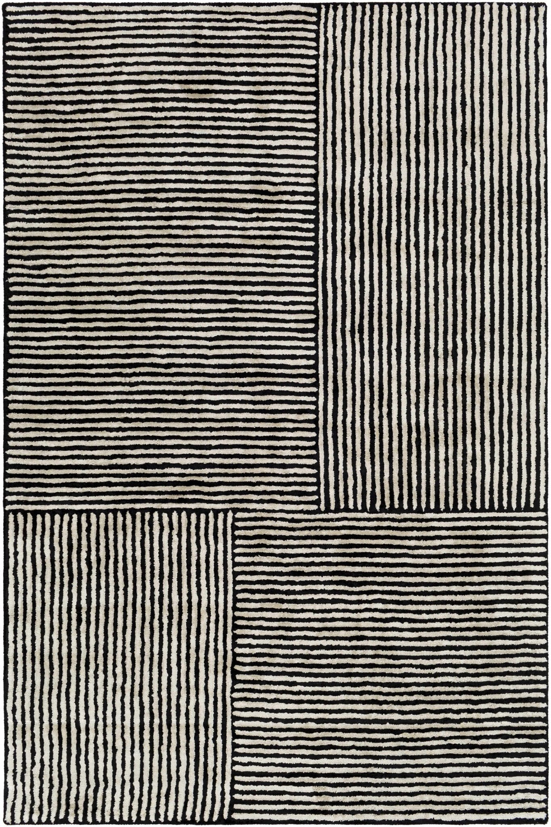 Chittering Modern Style Black And Ivory Hand Tufted Area Rug - The Rug Decor