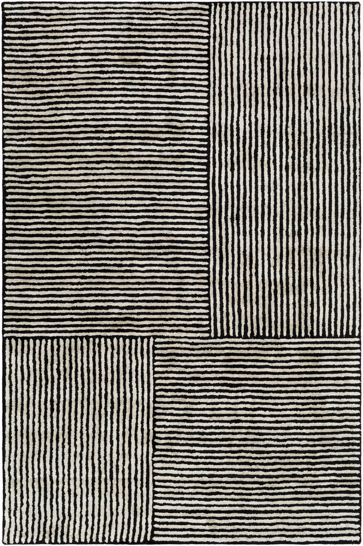 Chittering Modern Style Black And Ivory Hand Tufted Area Rug - The Rug Decor