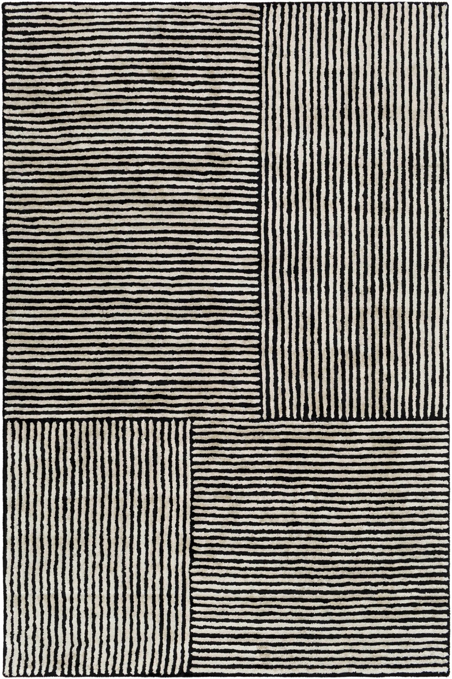 Chittering Modern Style Black And Ivory Hand Tufted Area Rug - The Rug Decor