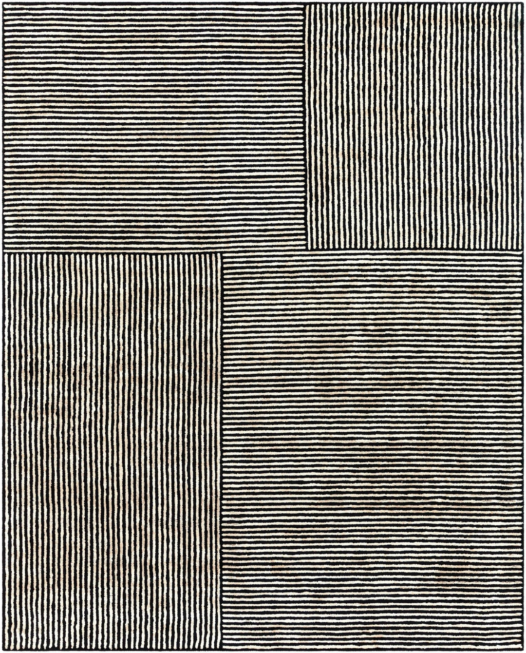 Chittering Modern Style Black And Ivory Hand Tufted Area Rug - The Rug Decor