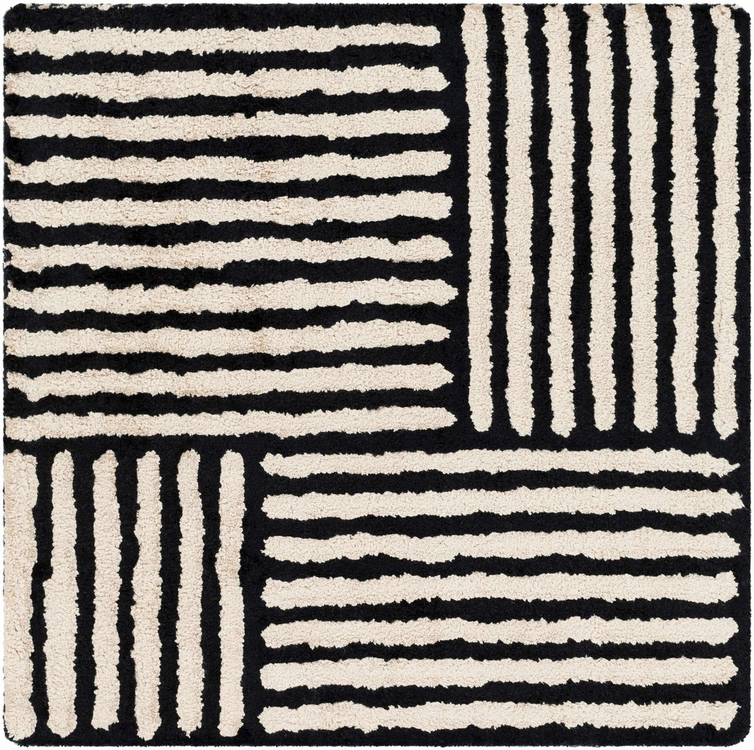 Chittering Modern Style Black And Ivory Hand Tufted Area Rug - The Rug Decor