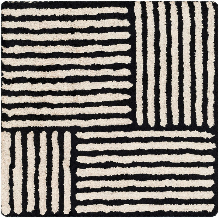 Chittering Modern Style Black And Ivory Hand Tufted Area Rug - The Rug Decor