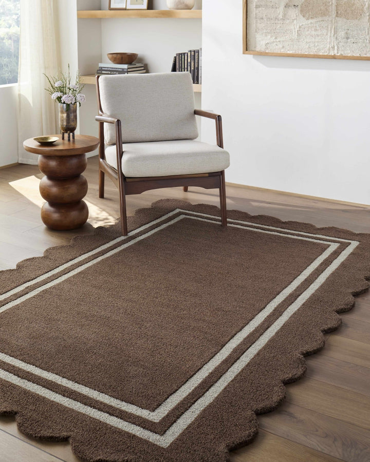 Chogan Modern Contemporary Brown Hand Tufted Wool Area Rug - The Rug Decor