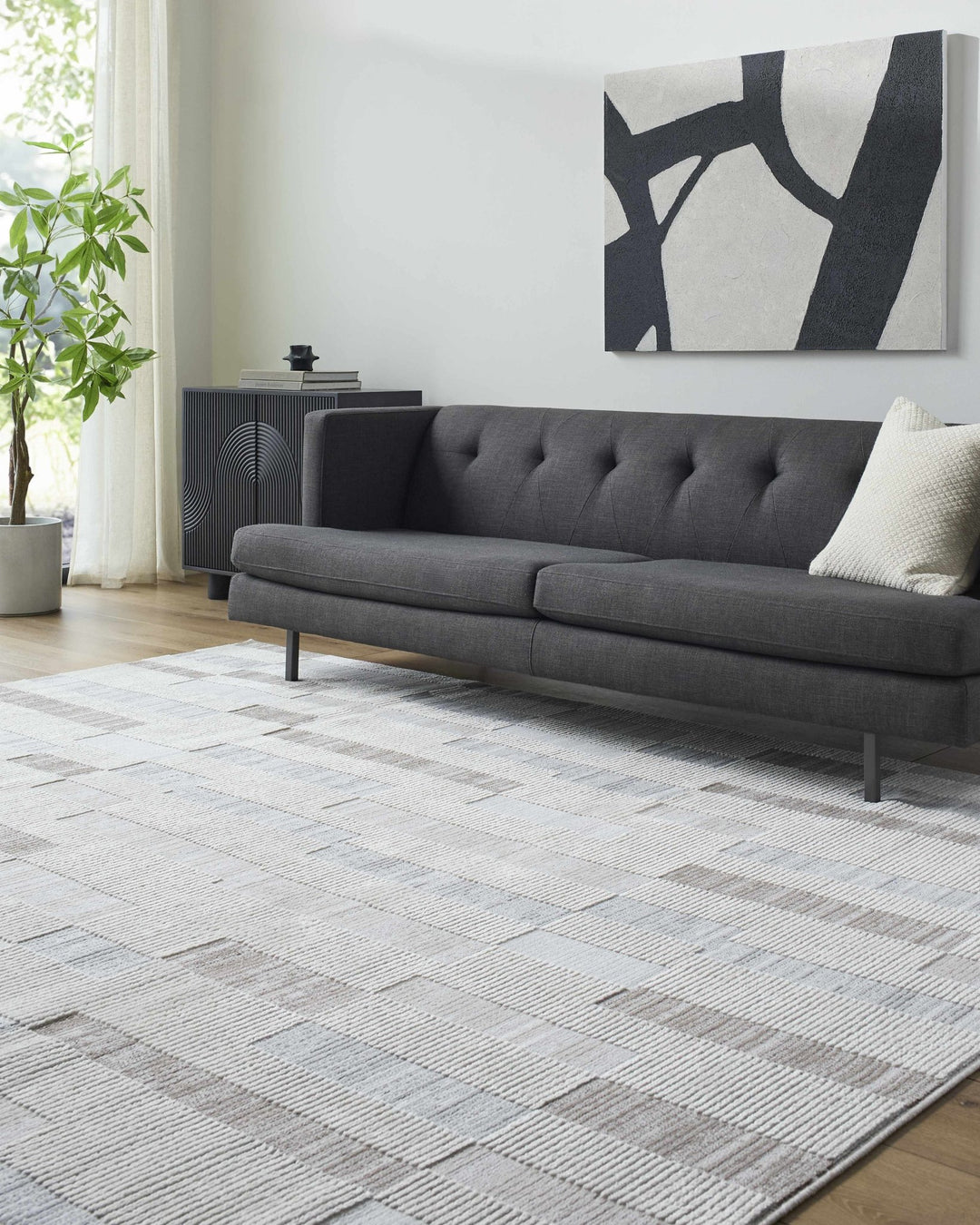 Chouko Contemporary Abstract Beige And Gray Rug - The Rug Decor