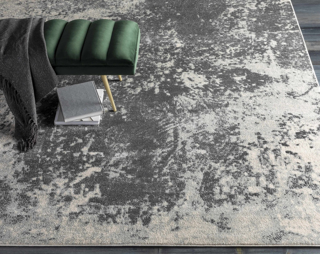 Chriesman Contemporary Abstract Gray And Black Rug - The Rug Decor