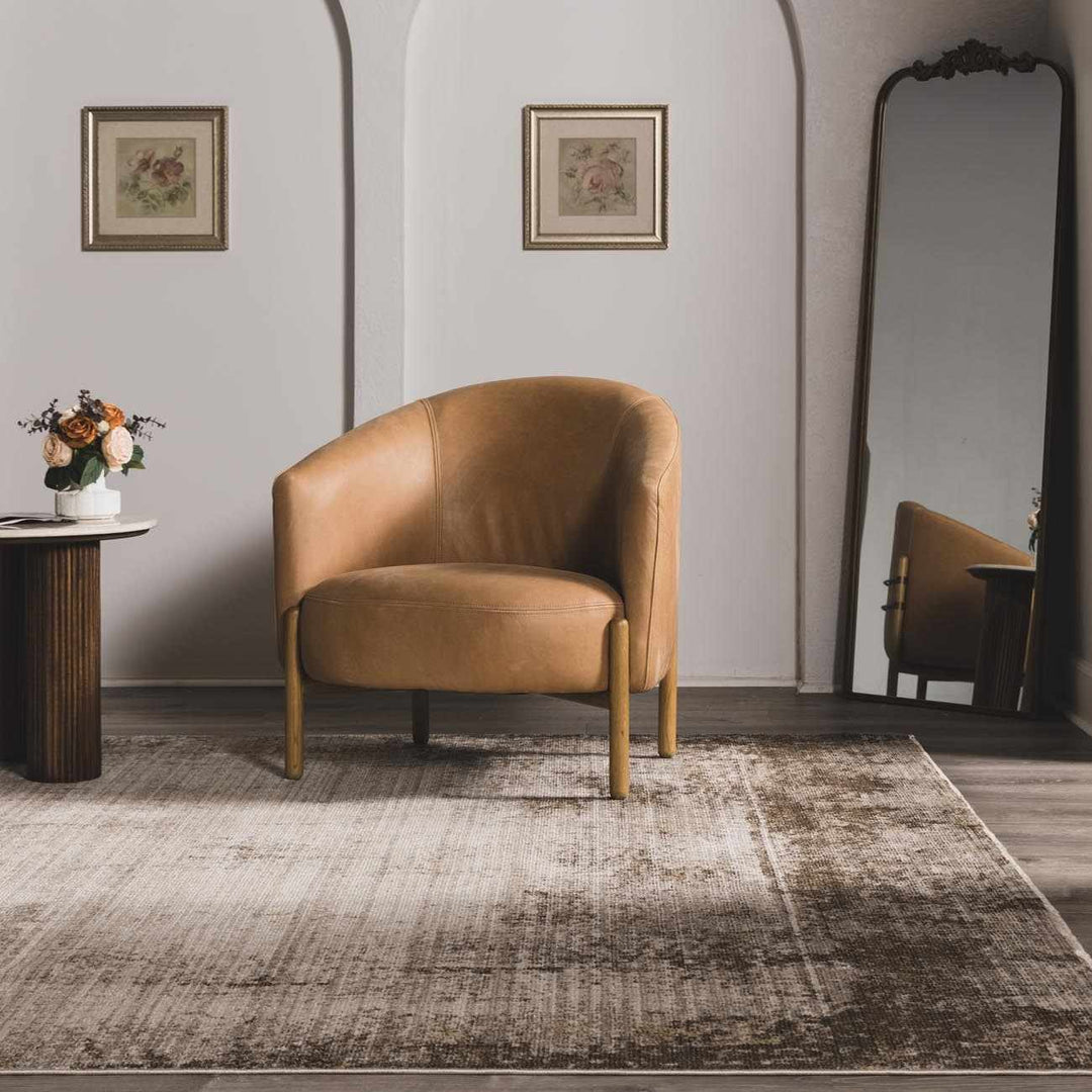 Chrina Modern Abstract Ivory And Brown Area Rug - The Rug Decor
