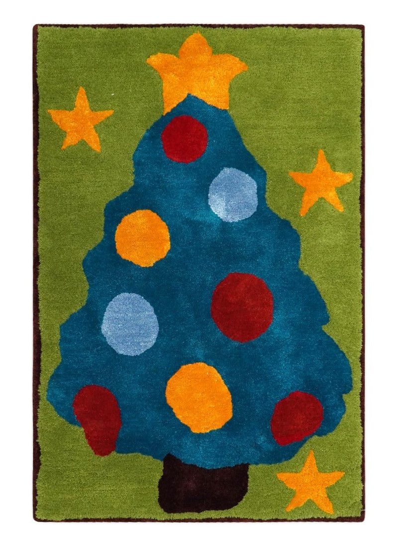 Christmas Rug 2x3 Blue and Green Christmas Tree Rug for Kids room, Kids Rug - The Rug Decor