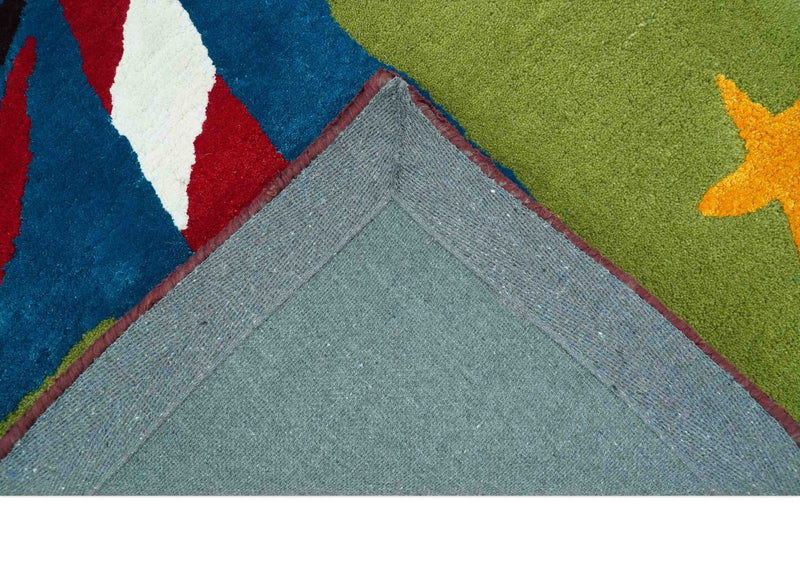 Christmas Rug 2x3 Blue, Green and Brown Candy Cane Rug for Kids room, Kids Rug - The Rug Decor