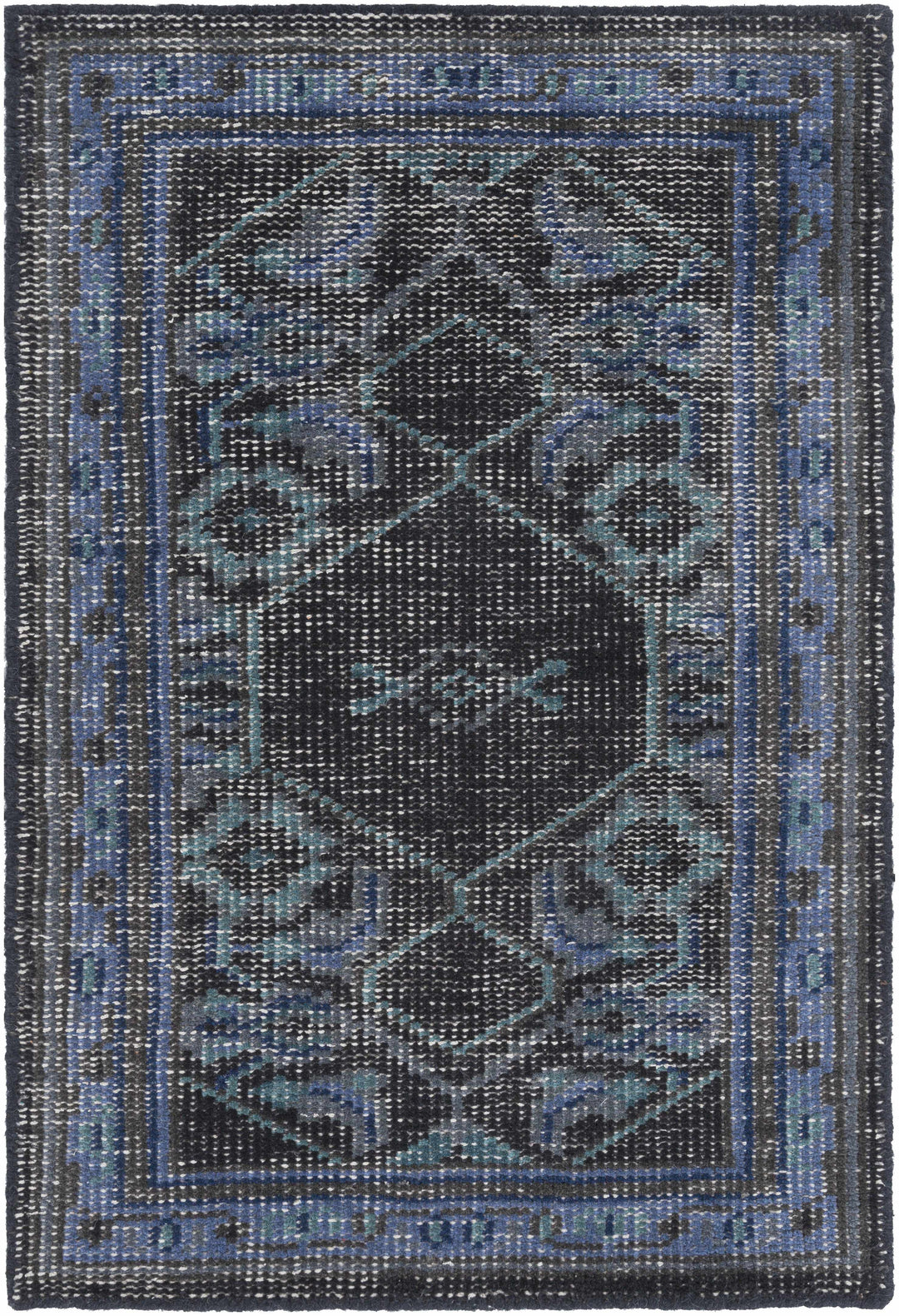 Chesham Traditional Style Blue And Charcoal Hand Knotted Area Rug