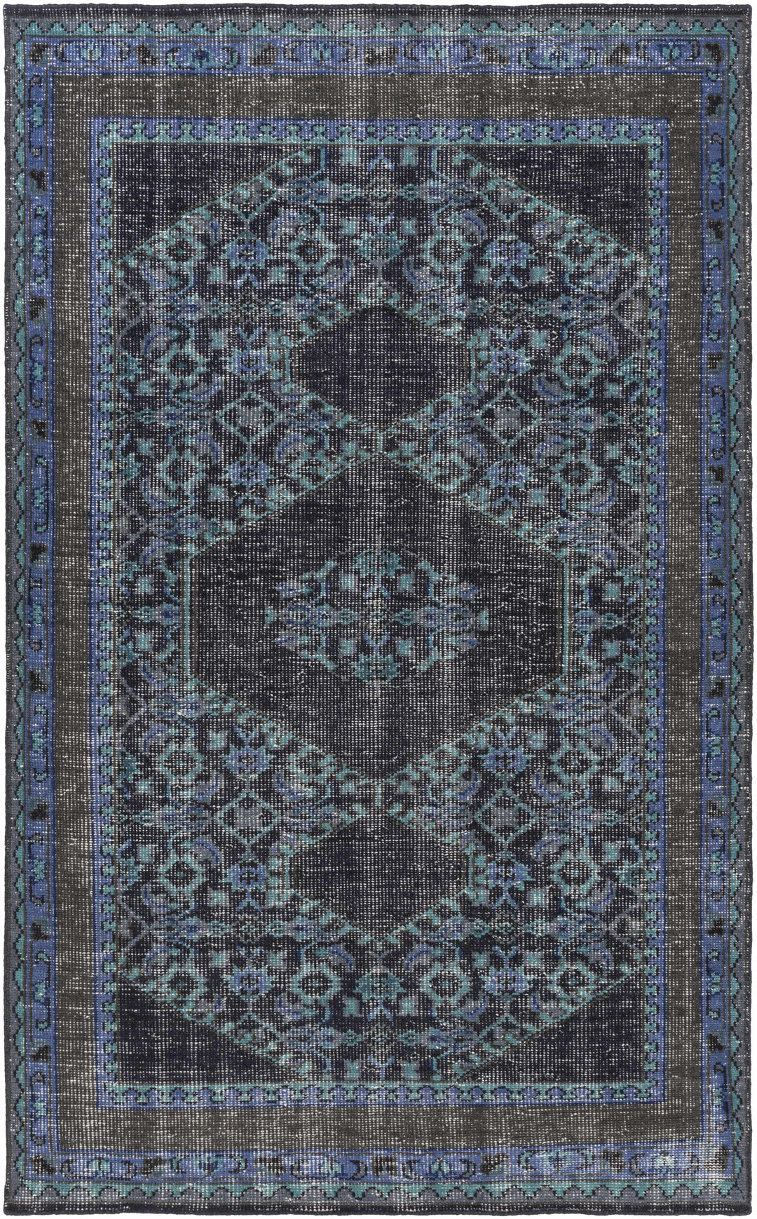 Chesham Traditional Style Blue And Charcoal Hand Knotted Area Rug