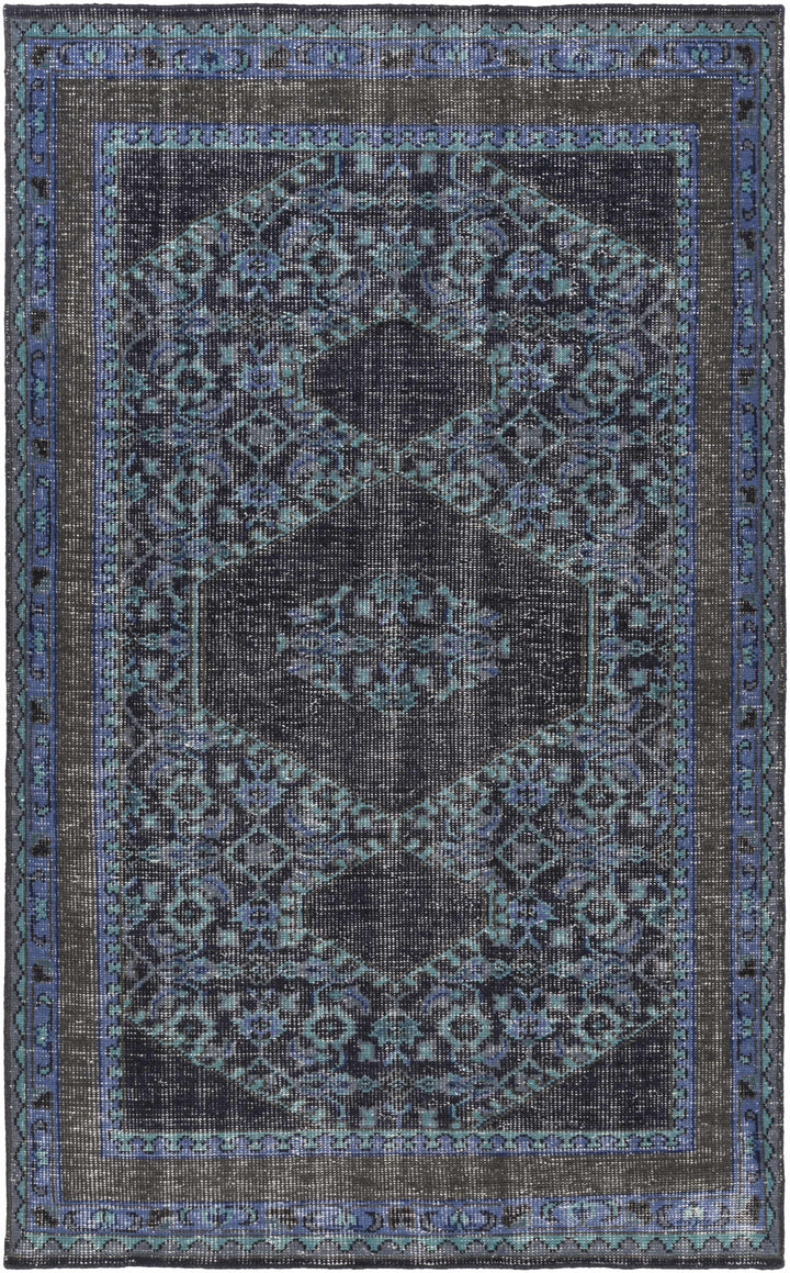 Chesham Traditional Style Blue And Charcoal Hand Knotted Area Rug