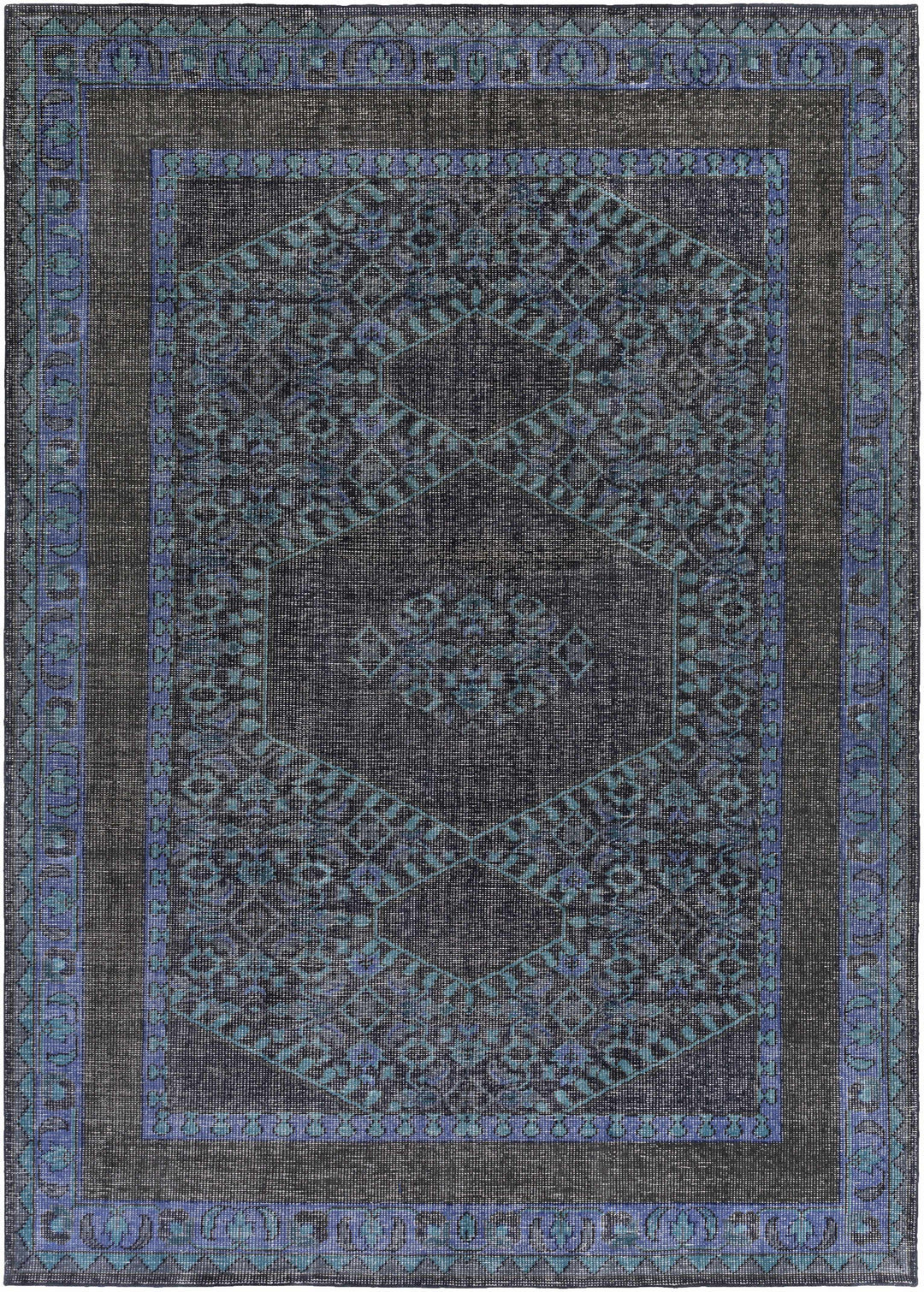Chesham Traditional Style Blue And Charcoal Hand Knotted Area Rug