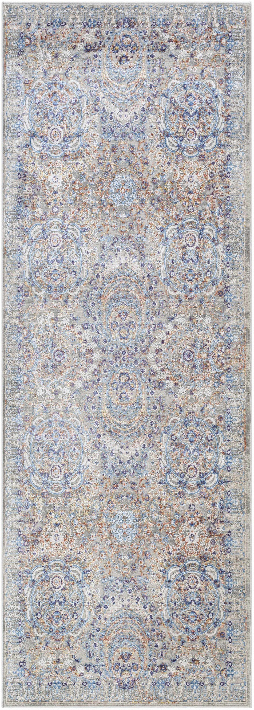 Chesterfield Traditional Style Gray And Blue Area Rug