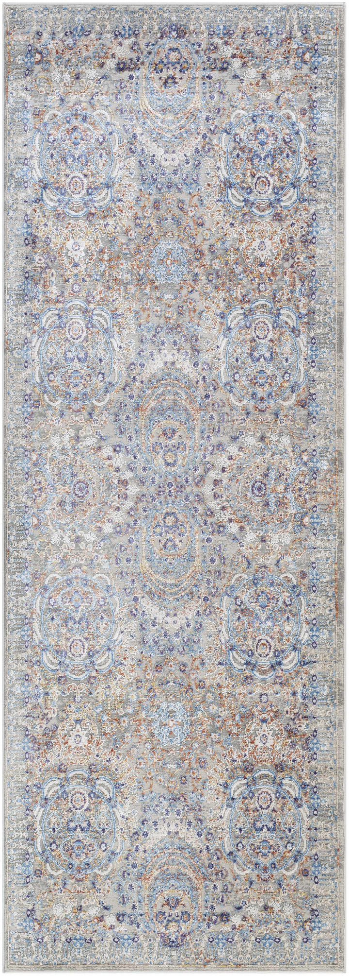 Chesterfield Traditional Style Gray And Blue Area Rug