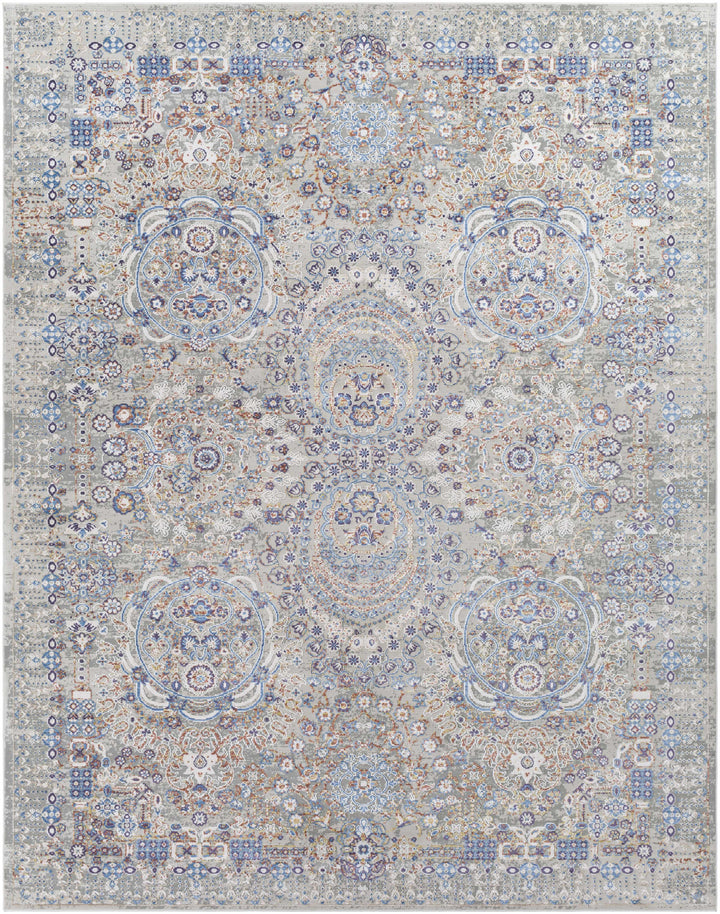 Chesterfield Traditional Style Gray And Blue Area Rug