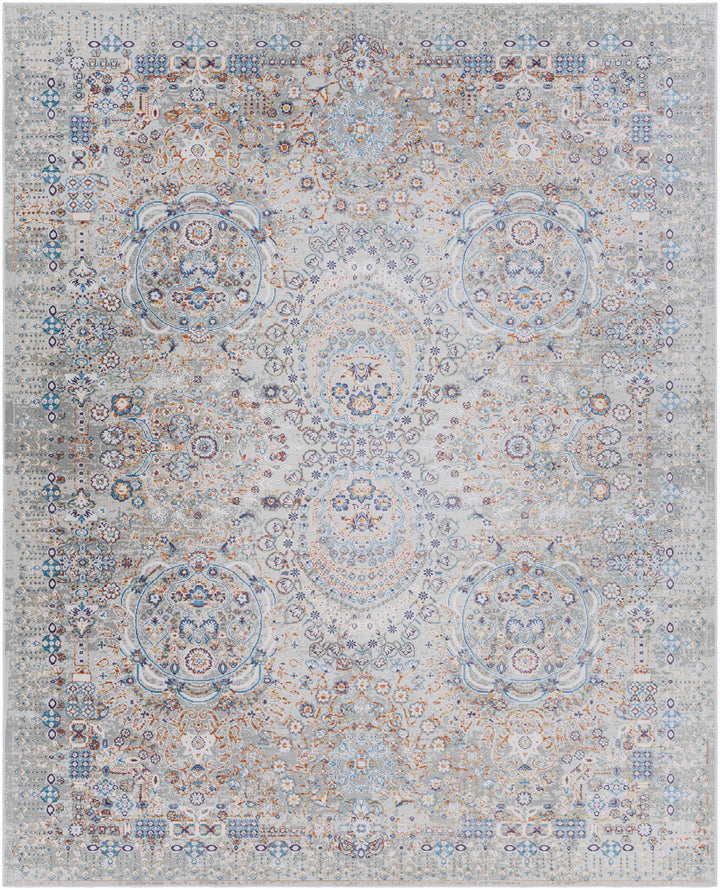 Chesterfield Traditional Style Gray And Blue Area Rug