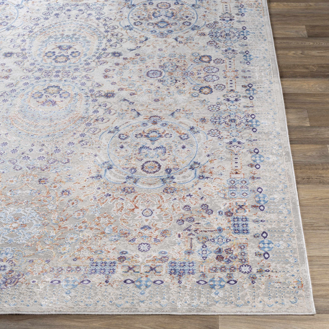 Chesterfield Traditional Style Gray And Blue Area Rug